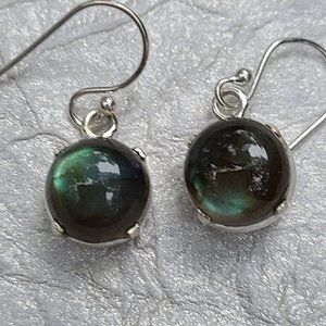 Labradorite Earrings Sterling Silver-Dangle Genuine Labradorite Earrings